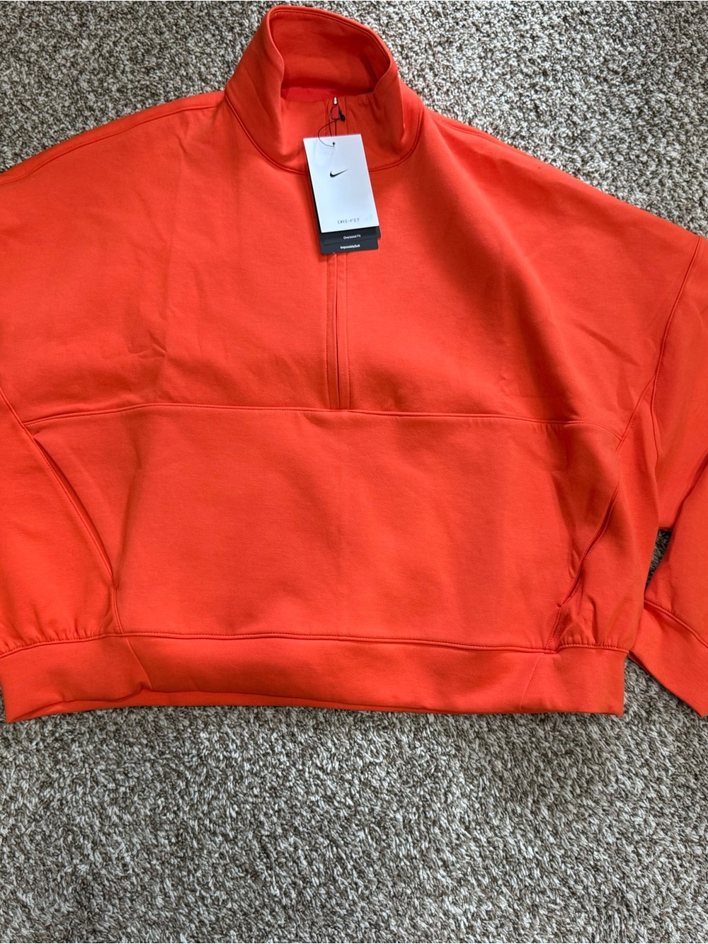 Nike 24.7 Women's Orange Quarter Zip Pullover Sweatshirt